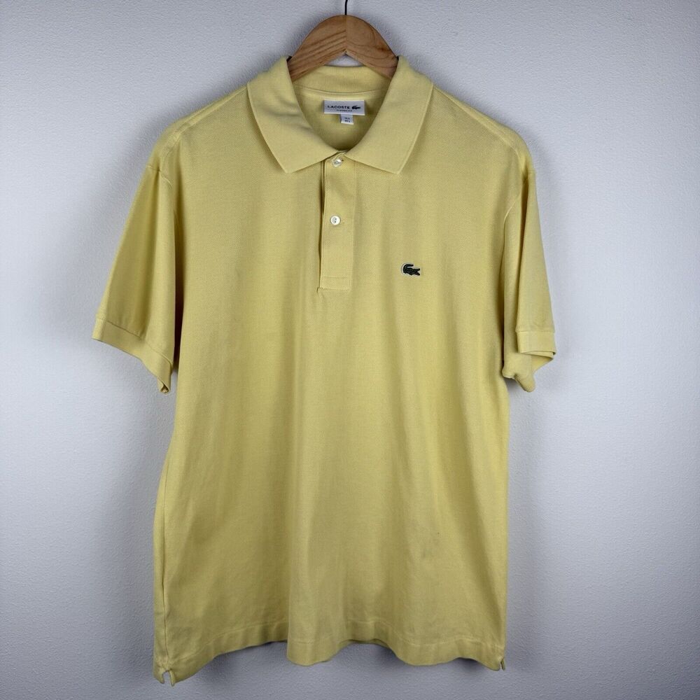 Lacoste Men's Short Sleeve Polo Size Large Yellow Crocodile Logo Preppy Golf
